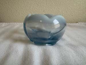 Duncan Miller Canterbury Blue Opalescent Rose Bowl Vase 5.25” x3.25”